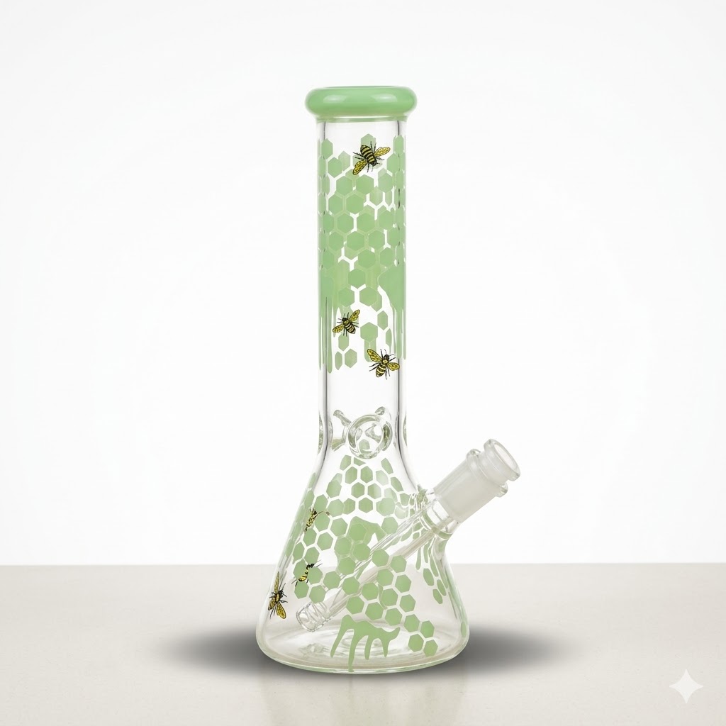 Green honeycomb bee print beaker bong South Africa